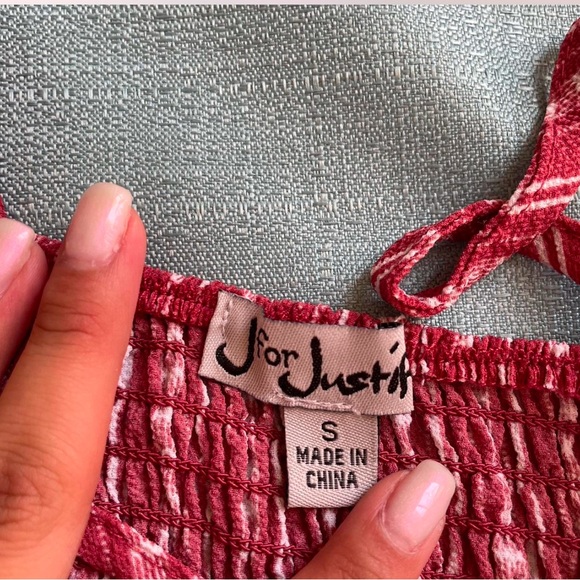 brick colored and white striped jumpsuit - Picture 2 of 4